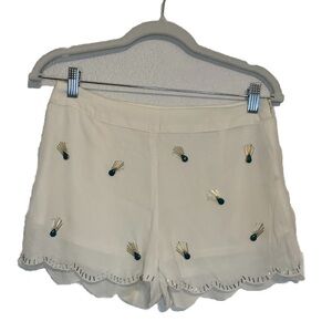 Blu Pepper Women Sz Small White Peacock beaded High Waisted shorts